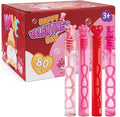 80PCS Valentines Day Bubble Wands, Mini Bubble Wands for Valentines Day Party Favors, Valentines Gift Toys for Girls Boys Kids Toddler Adults, Party Bag Stuffers Goodie Bag Filler, Classroom Prizes