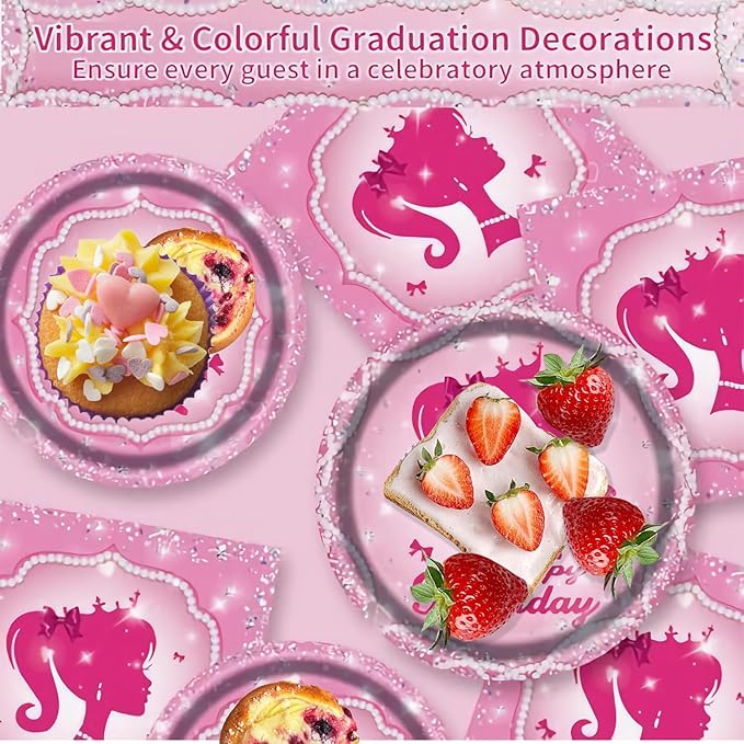 194 Pcs Pink Princess Party Supplies Kit for 24 Guests - Disposable Tableware Set with Plates Napkins Cups Cutlery Tablecloth & Banner, Ideal for Girls' Birthday Decorations
