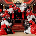 Black and Red White Balloon Garland kit,Red Black Confetti Crown star Foil balloons for Birthday Party anniversary wedding graduation