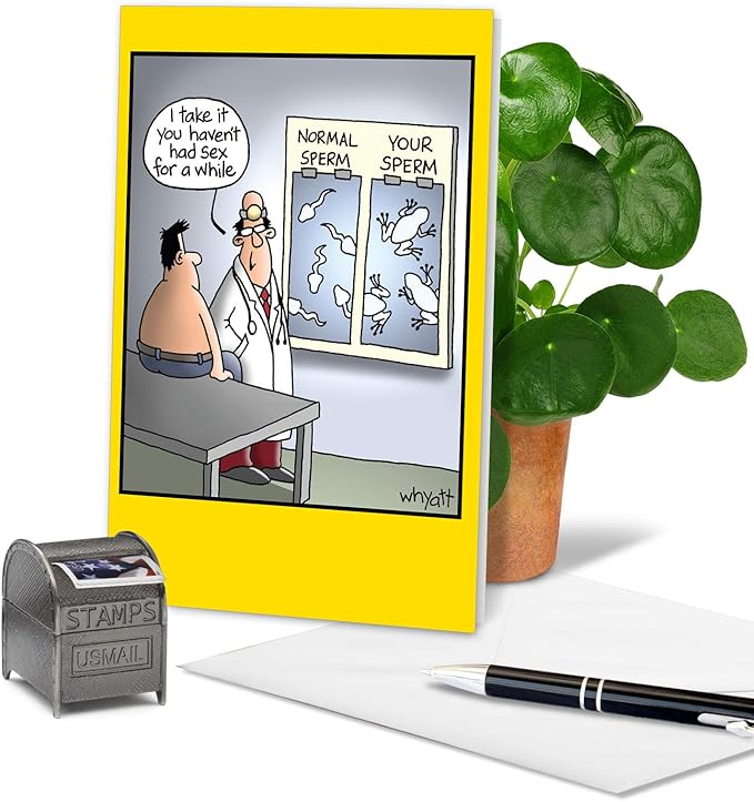 NobleWorks - 1 Hilarious Greeting Card for Birthday - Funny Birthday Cartoon, Comic Notecard - Your Sp-rm 8306
