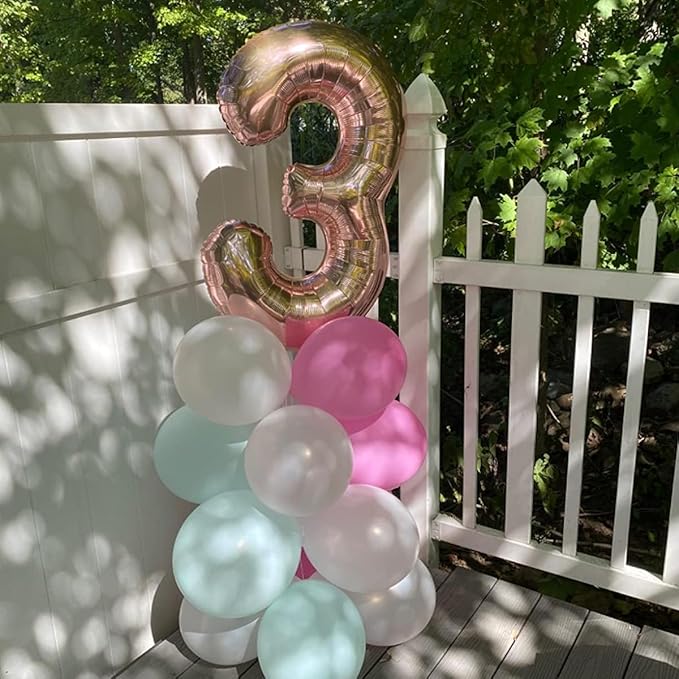 40 Inch Rose Gold Number Balloon 3, Large Number Foil Balloons Mylar for Girl Boy Birthday Party Celebration Decorations Supplies, Digital Balloons for Wedding Anniversary Events Decorations