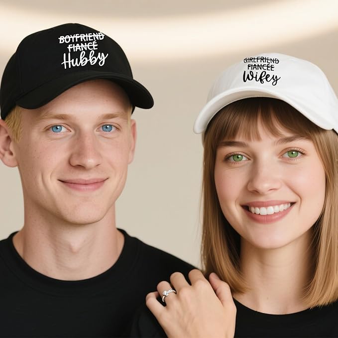Adjustable Embroidered Hat for Bridal Shower Wedding Engagement Anniversary Honeymoon Newlyweds Couples Gifts