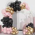 Black Pink and Gold Balloons Arch Kit, 134pcs 18/12/10/5inch Black Pastel Pink Chorme Gold Balloons Garland for Princess Birthday Wedding Bridal Baby Shower Bachelorette Mother's Day Party Decorations