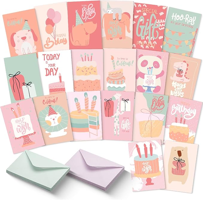 Mr. Pen Assorted Greeting Cards with Envelopes, 20 Pack - 4 x 6 Inches, Birthday and Greeting Card Pack, Box of Cards