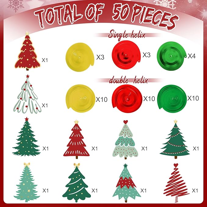 Colarr 50 Pack Green Red Christmas Hanging Swirls Decorations Christmas Tree Foil Ceiling Swirls Spiral Streamers Ornaments for Classroom Office Home Xmas Holiday Winter Party Supplies