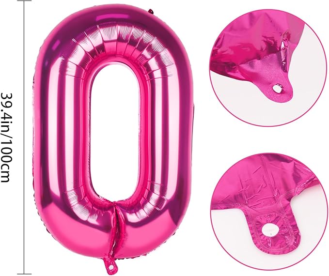 Number 0 Balloons 40 Inch Large Helium Foil Mylar Balloons For Birthdays Party Decorations/Wedding/Anniversary/Graduations/Baby Shower (Rose red)