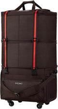 mixi Travel Bag with Wheels Expandable Foldable Luggage Bag Collapsible Rolling Travel Duffel Bags Large Capacity Suitcase for Men Women, Brown