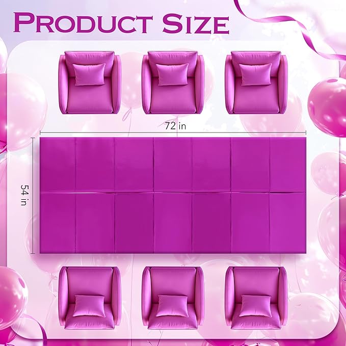 2pcs Fuchsia Red Foil Tablecloth 54 * 72 Inch Plastic Baby Shower Birthday Party Table Cloths Disposable Waterproof Table Cover for Anniversary Bridal Shower Wedding Party Supplies