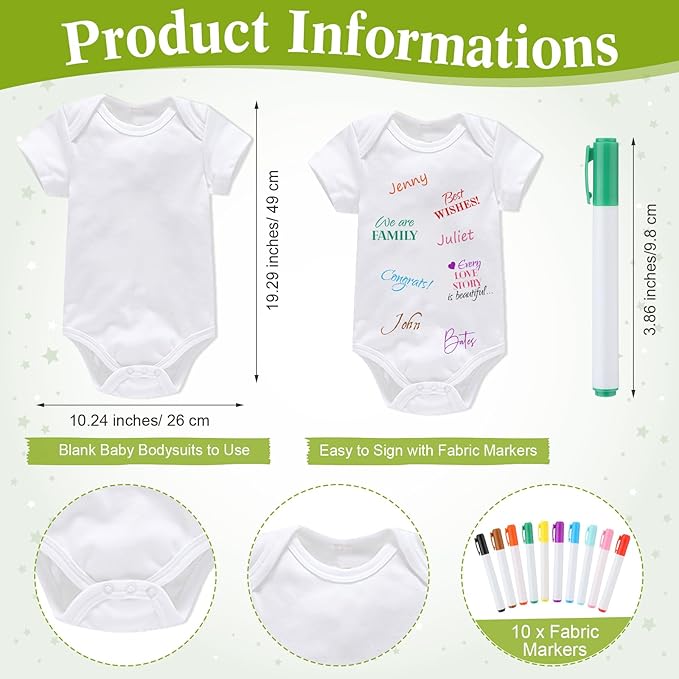 Qunclay 12 Pcs Baby Shower Game Decor with White Unisex Bodysuit Wooden Sign Tabletop Decor and Marker for Guests(Woodland)