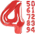 Red 4 Balloon, Number Balloon 40 Inch for 4th Red Party decorations, Four Large Numbers for Party Decor, Number 4 Balloon
