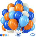 Orange and Blue Balloons, 12 Inch Orange and Dark Light Blue Latex Balloons Party Decorations for Kids Birthday Baby Shower Outer Space Theme Party Decor Supplies