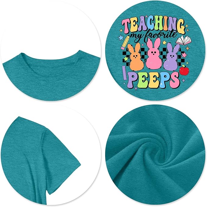LAZYCHILD Women Easter Teacher Shirts: Funny Treat All with Kindness T-Shirt Bunny Rabbit Tee Tops