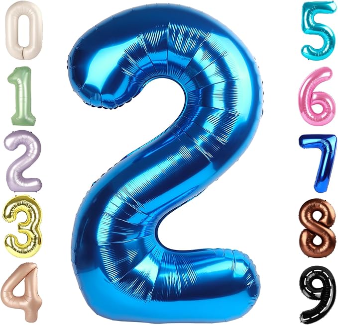 2 Numbers Balloon 40 Inch Dark Blue Two Balloon Number Birthday Decor, 2nd 12 21st Party Celebration Decorations Graduations Wedding Baby Shower