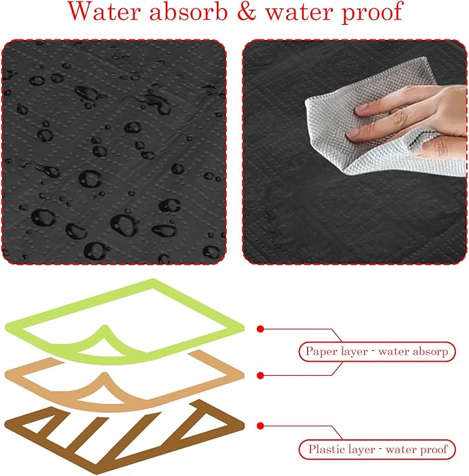 Black Paper Tablecloths Disposable for Rectangle Tables 3 Pack,3 Ply Paper & Plastic Quality Table Cloth for Parties,54 x 108 Inch Birthday Table Cover Outdoor Wedding Banquet Tablecover…