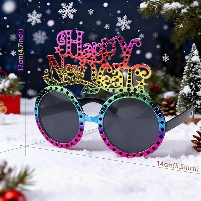 Happy New Year Eyeglasses 2026-8 Pack Party Supplies, Photo Booth Props for New Year's Eve Party Decor