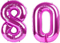 40 Inch Large 80 Balloon Numbers Rose Purple Big Foil Number Balloons Giant Helium Happy Birthday Party Decorations for Man and Women, Huge Mylar Anniversary Party Supplies