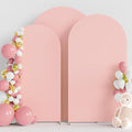 Wokceer Wedding Arch Cover (7.2FT, 6.6FT, 6FT) Set of 3 Spandex Fitted Wedding Arch Stand Covers for Round Top Chiara Arch Backdrop Stands Cover for Birthday Party Ceremony Banquet Decor Pale Pink