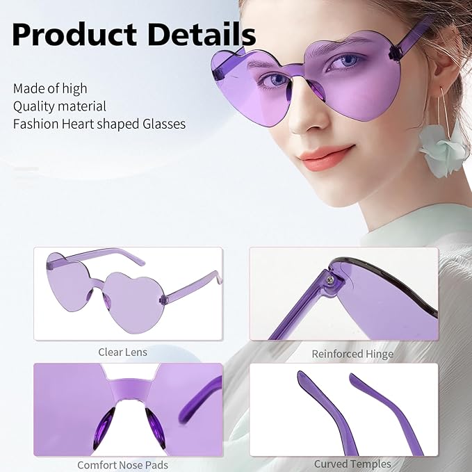 Heart Sunglasses Heart Shaped Glasses Bulk Valentines Halloween Bachelorette Party Decorations Glasses Women Men