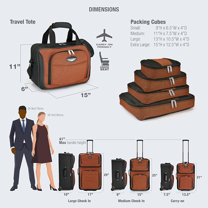 Travel Select Amsterdam Softside Expandable Luggage with Rolling Wheels, Orange, 2-Piece Set (15/21)