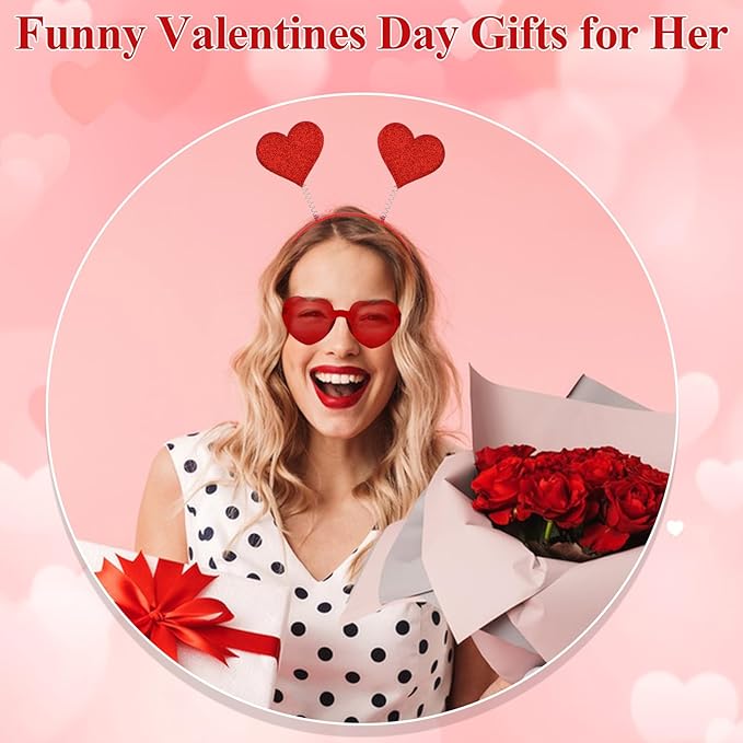 Semato valentines Day Headband with Red Heart Sunglasses for Valentines Day Accessories Galentines Party Favors Halloween Costume