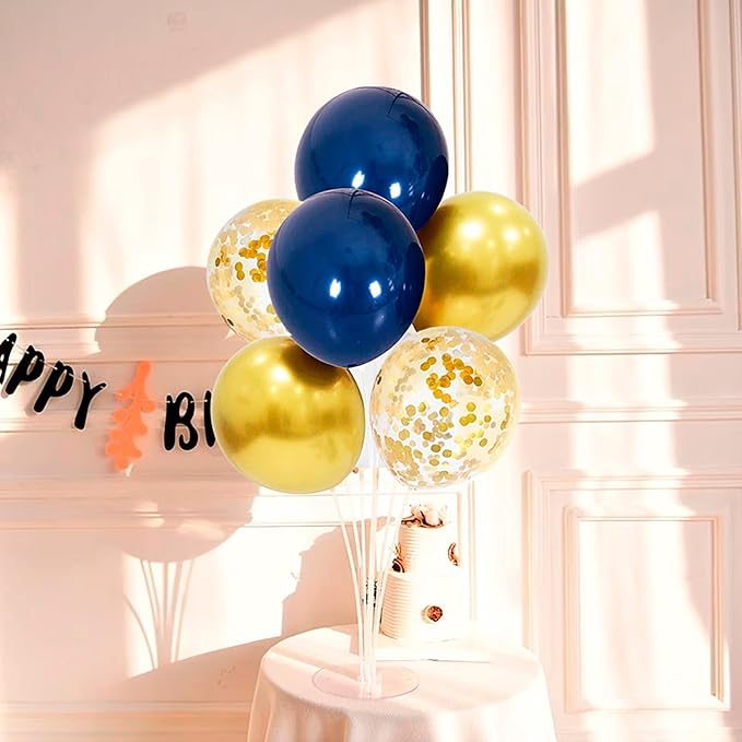 4 Set Blue Gold Balloon Stand Balloon Centerpieces Table Decorations for Birthday Wedding Anniversary Retirement New Years Graduation Decorations Class of 2026