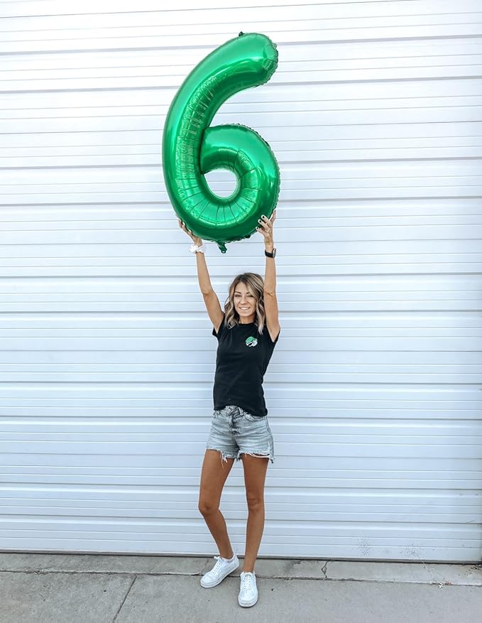 Green 6 Balloon, Number Balloons 40 Inch, 6th Balloons for Decorations, Green Party Supplies 6 Balloon, Number 6 Balloon, St. Patrick's Day Decorations