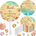 100 Pcs Wedding Hand Fans for Guests Bulk Decorative Plastic Handheld Wedding Favor Fans with Handle Thank You for Celebrating with Us for Ceremony Bridal Shower Party Decor(Beach)