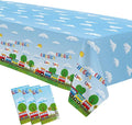 APOWBLS Train Birthday Party Supplies Tablecloth, Disposable Train Birthday Decorations Table Cover, 3 Pack, 54in x 108in