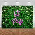 Mocsicka Let's Party Backdrop Greeny Glitter Lights Happy Birthday Background Let's Party Kids Chirldren Birthday Party Supplies Photo Booth Props (7x5ft)