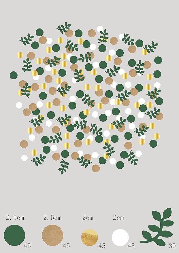 Baby Shower Confetti Scatter Table Decoration Supplies Golden Green Eucalyptus Greenery Branches Nature-Theme Party Bridal Shower Party Wedding Nursery Decor 210 pcs