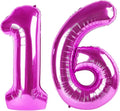 40 Inch Large 16 Balloon Numbers Rose Purple Big Foil Number Balloons Giant Helium Happy Birthday Party Decorations for Man and Women, Huge Mylar Anniversary Party Supplies