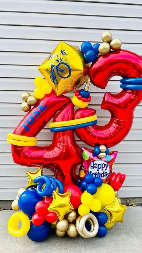 Red 3 Balloon, Number Balloon 40 Inch, 3rd Three Year Old Birthday Deco for Red Party Decorations, Number 3 Balloon