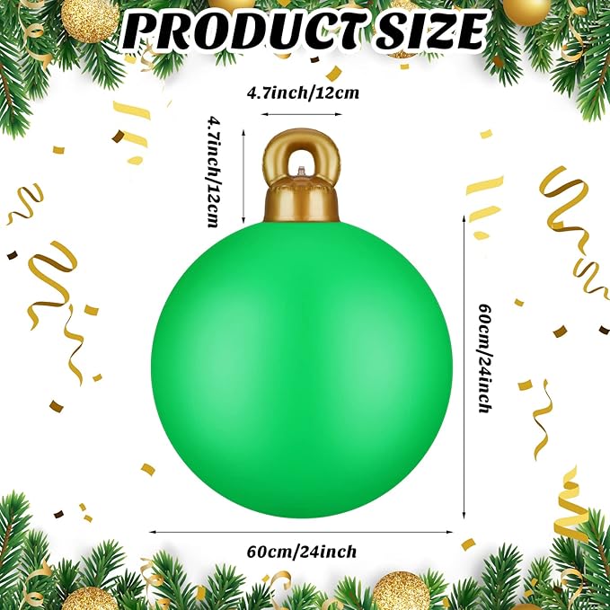 2 Pieces 32 Inch Giant PVC Inflatable Christmas Decorated Ball Ornaments Outdoor Large Xmas Blow Ball Decorations for Christmas Themed Party Ornaments(Solid,Red Green)