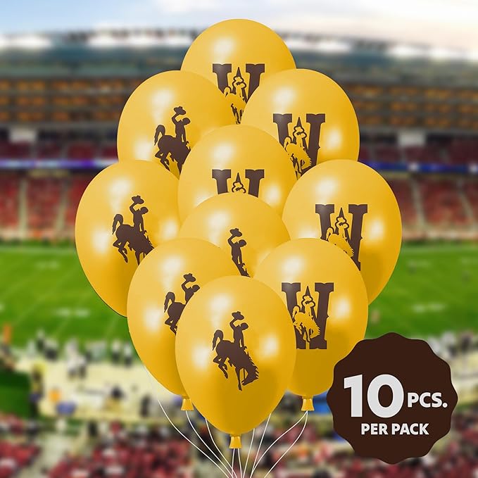 Wyoming Cowboys Balloons 10 Pack 11" Official Licensed Logos, Helium Quality Latex Balloons, Perfect for College Football Team Celebration, Decorated Front and Back by Westrick