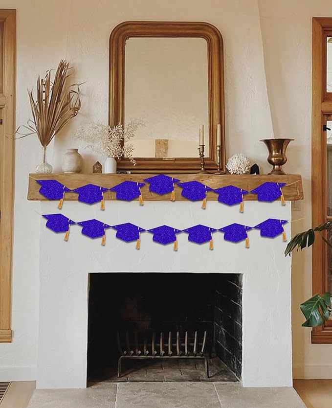Graduation Decorations Class of 2026 Glitter Pre-Strung Congrats Grad Graduation with Tassel Party Congratulations Banner Decor College High School Graduation Party Favors Purple
