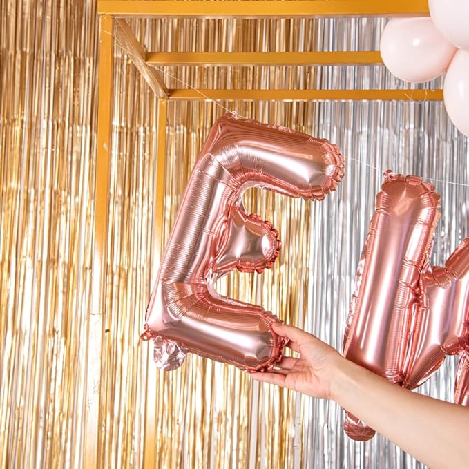 Restaurantware-Balloonify 16 Inch Letter Balloon, 1 Alphabet Party Balloon - Letter E, Self-Sealing, Rose Gold Foil Mylar Finish, Hanging Loop, Decoration For Birthday, Wedding, Or Graduation