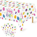 4 Pack Disposable Easter Tablecloth, 54 x 108 Inch Rectangular Easter Table Cloth, Spring Table Cloth with Colorful Eggs Floral Design, Happy Easter Tablecloths for Easter Decorations Holiday Decor