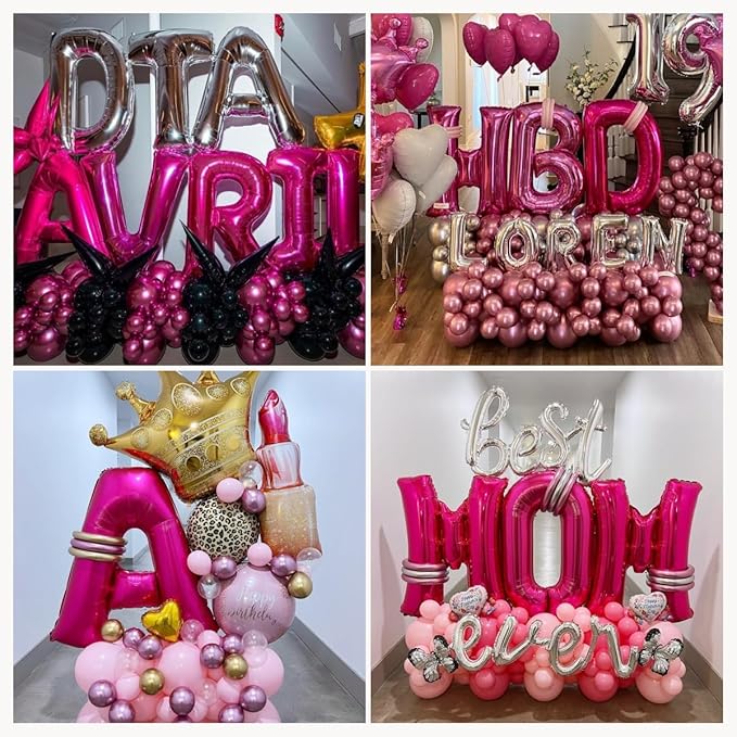 40 Inch Large Hot Pink Letter J Balloons Alphabet J Letter Balloons Foil Mylar Letter A Balloons for Birthday Party Anniversary New Year Graduation Wedding