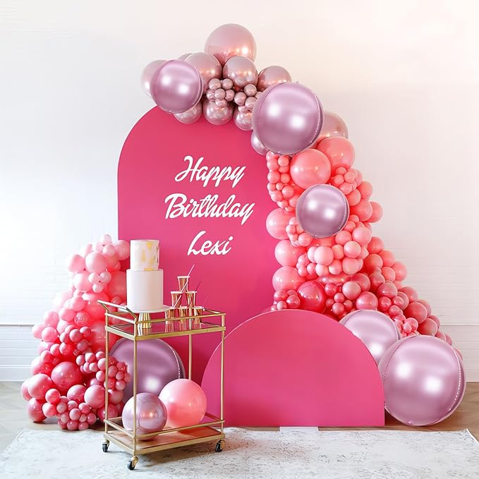 12PCS Pearl Pink Round Foil Balloons, 22" 15" 10" Large 4D Ball Balloons Metallic Pink Mirror Sphere Balloon for Graduation Valentines Day Wedding Women Girls Birthday Party Ceiling Decorations