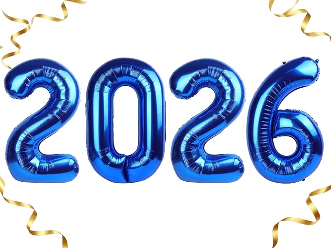 2026 Navy Blue Foil Number Balloons, 2026 Dark Blue Balloon 40 Inch for New Years, Blue Senior 2026 Nye Decor Party Graduations Birthday Supplies