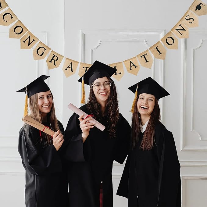 Graduation Burlap Banner 2026 Graduation Decorations Congrats Grad Banner Garland for College High School Grad Party Supplies