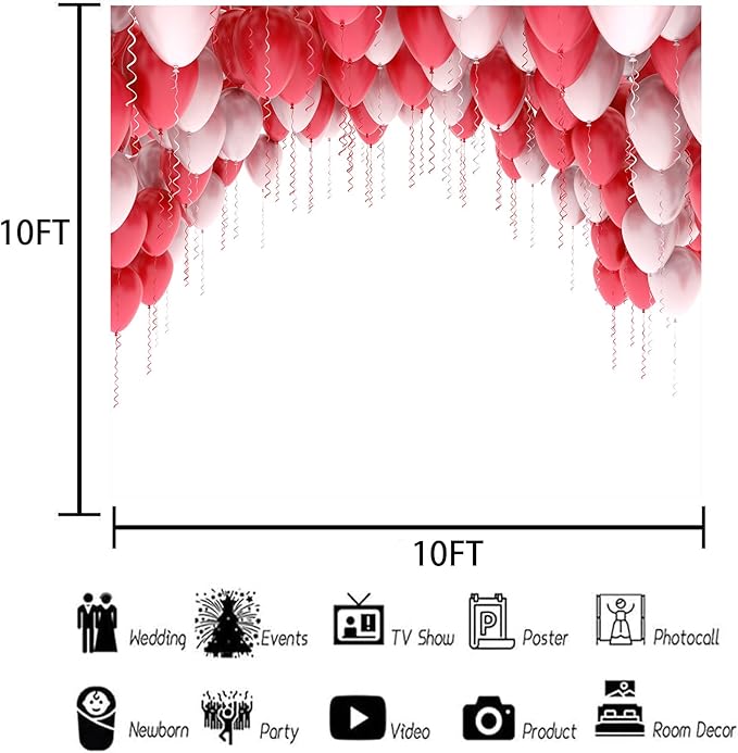 10x10ft Balloon Backdrop, Suitable for Birthday Parties, Baby Showers, Team Gatherings, and Family Gatherings and Photography Background Cloth