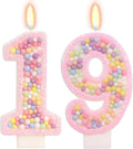 Birthday Candles - Number 19 Candle, Colorful Macaron Candles, 19 Birthday Decorations for Girls, Cake Decorations, Sweet Theme Party Supplies (Pink)