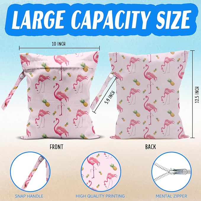 Beach Essentials, Wet Bag for Swimsuit Dirty Clothes Yoga Gym Diaper, Wet Dry Bag, Beach Vacation Essential for Travel Poor Bathing Summer Flamingo Gifts