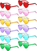 Photect 12 Pair Heart Shaped Sunglasses Neon Color Transparent Heart Glasses for Women Party Favor