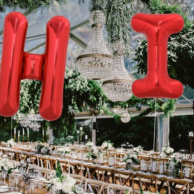 TONIFUL 40 Inch Large Bright Red Letter Balloons A-Z, Giant Jumbo Helium Foil Mylar Big Letter I Balloons for Birthday Party Anniversary Wedding Decorations