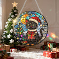 Chrismas Acrylic Stained Glass Window Hanging,Sun Catcher Decor Stained Panel Hangings Wall Art Decor, 2026 8x8inch (SCL004 Cat)