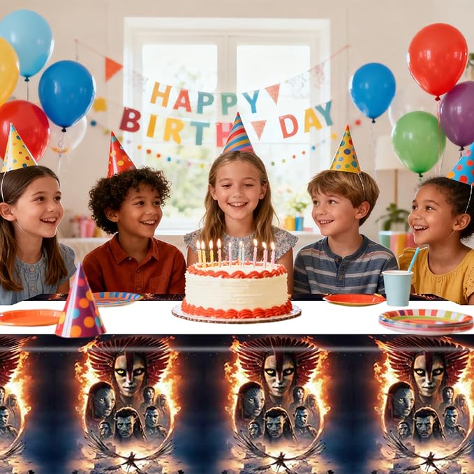 2pcs Avatars Tablecloth Disposable Tablecover Birthday Party Supplies and Decorations for Kid Boy Baby Shower Rectangle Tables 70"X42",2 Pack (Red2)