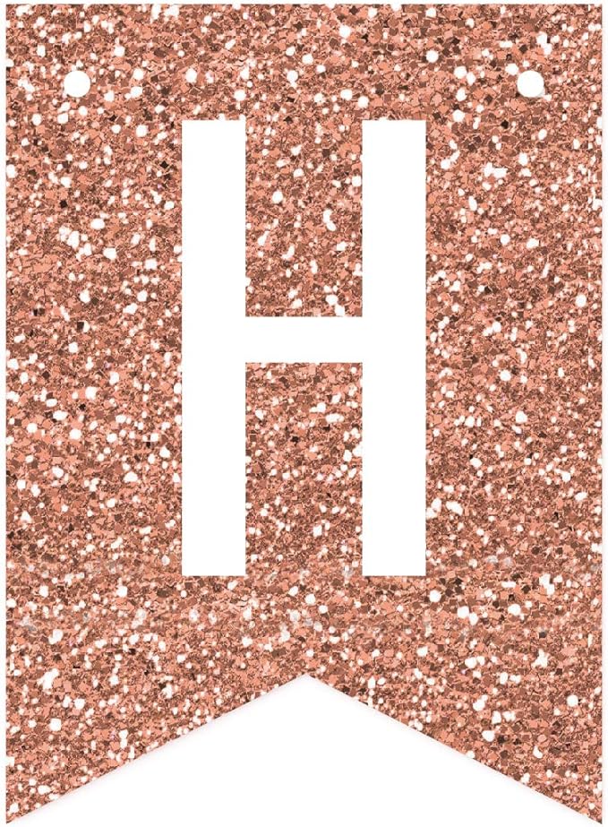 Andaz Press Personalized Hanging Pennant Banner Party Decorations, Rose Gold Glitter, Blush Pink, Happy 4th Birthday Olivia, 1-Pack, Approx. 5-Feet, Custom Name and Number