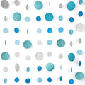 8 Pack Blue Glitter Dot Garland, Hanging Circle Streamers Banner, Backdrop Hanging Decorations for Baby Showers, Weddings, Birthday Parties, Winter Celebrations, and Holiday Decorations